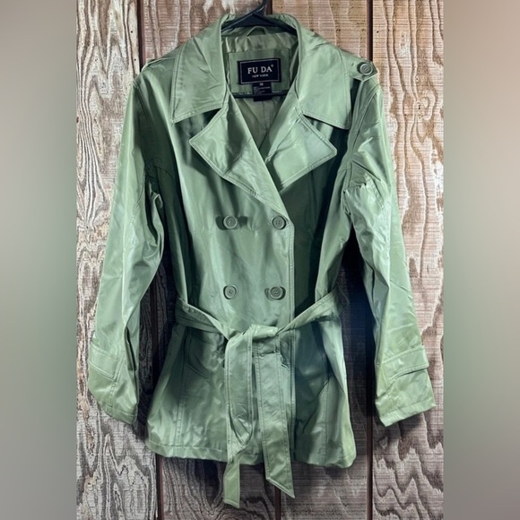 FU DA 3/4 Length Rain Jacket (Olive in color) Sz Med - Picture 1 of 4